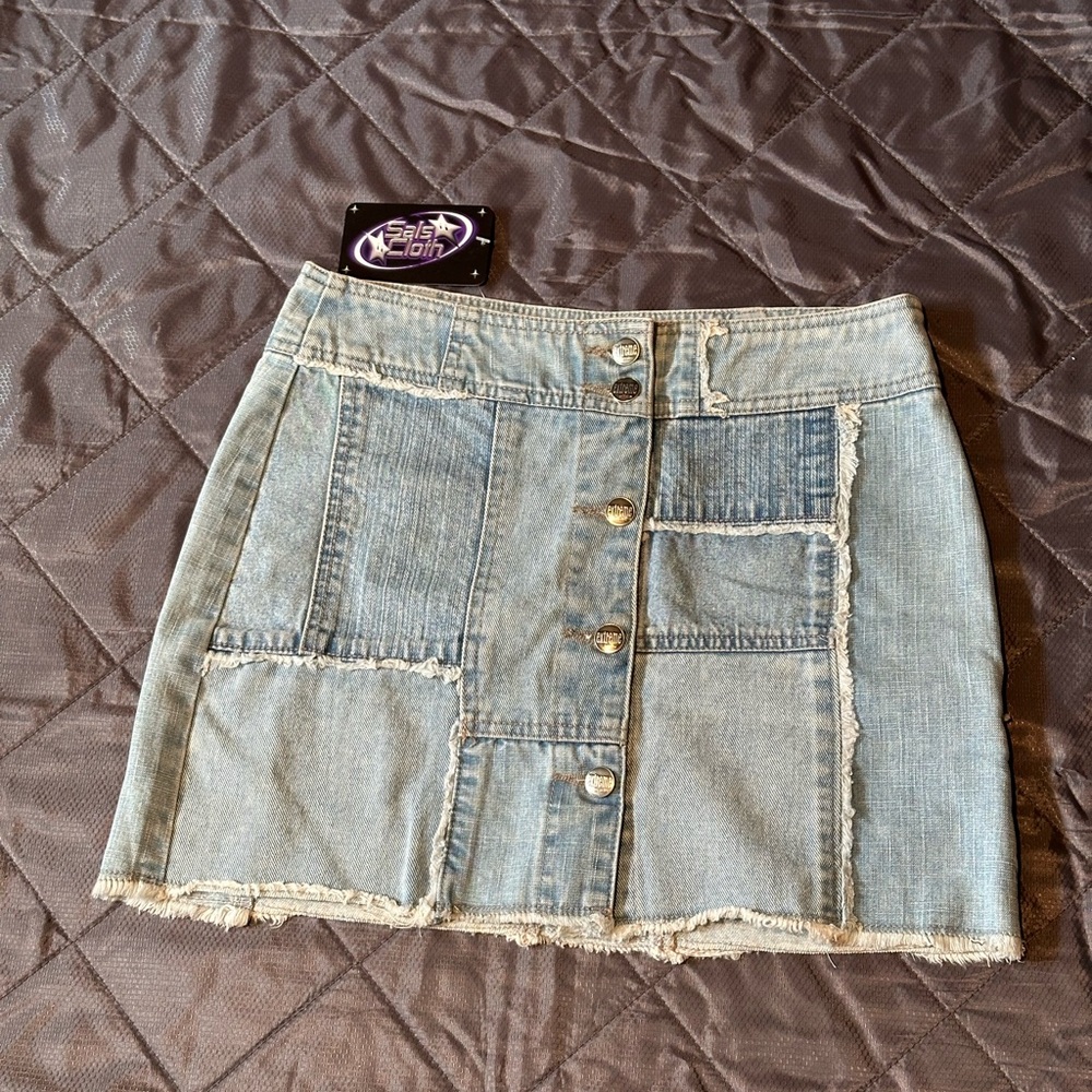 Denim Patch Mini Skirt